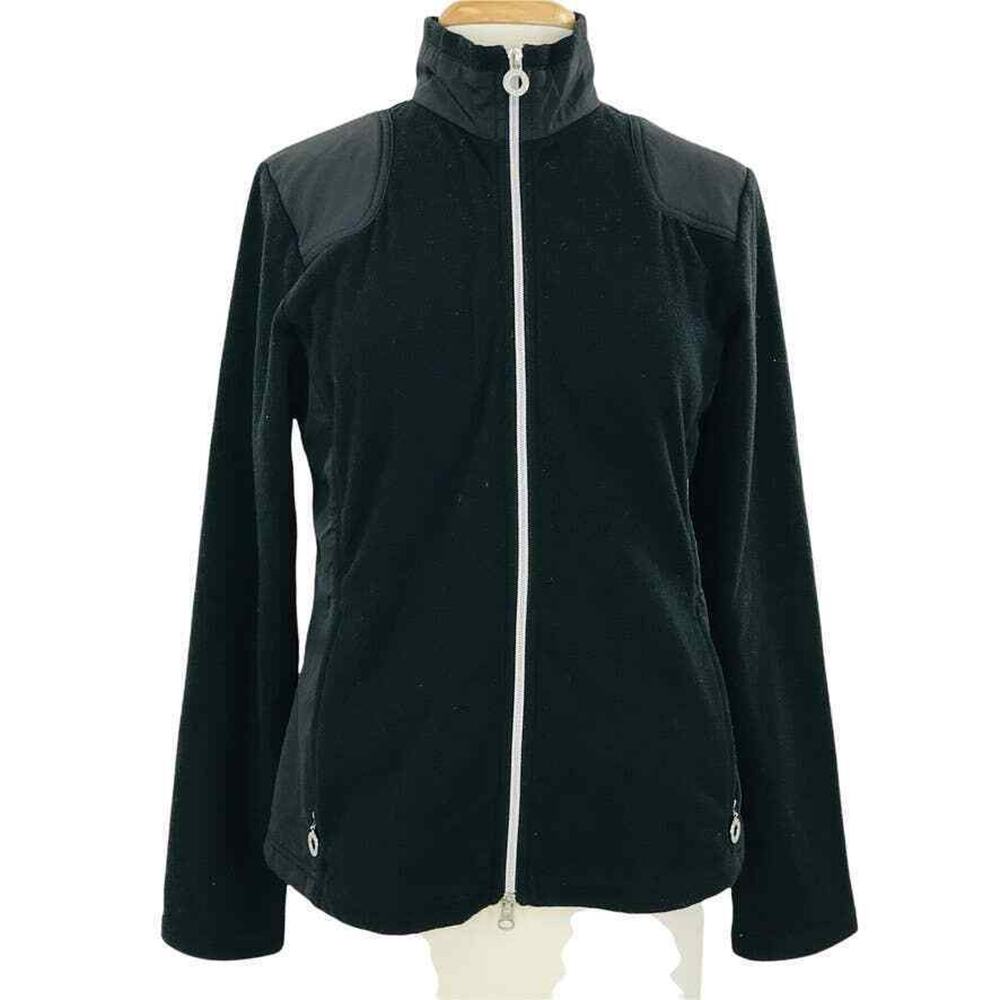 North End Jacket Women Medium Black Fleece Zip Up Long Sleeve Recycled Polyester